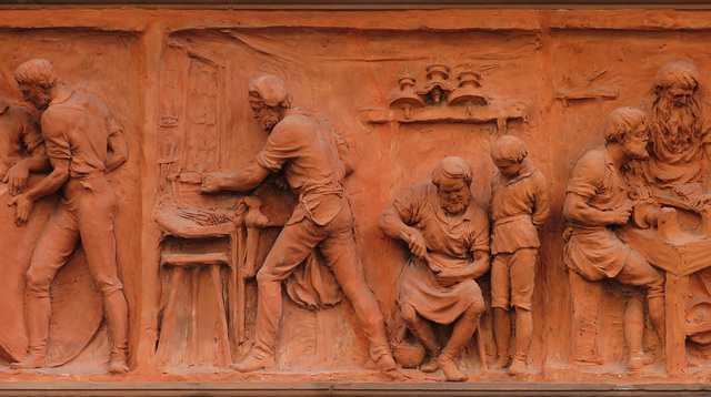 cutlers' hall, london, c19  hall,1886-7 by t.tayler smith, with terracotta frieze by creswick, a ruskin protege