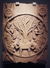 Railing Pillar Medallion with a Tree Shrine from Bharhut Great Stupa in the Metropolitan Museum of Art, August 2023