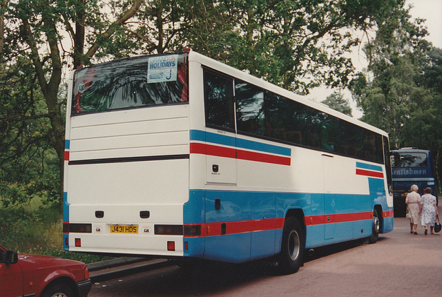 Ambassador Travel 134 (J431 HDS) at the Barton Mills Picnic Area (A1065) – 3 Jul 1993 (199-34)