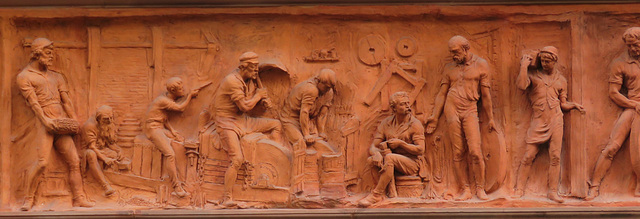 cutlers' hall, london, c19  hall,1886-7 by t.tayler smith, with terracotta frieze by creswick, a ruskin protege