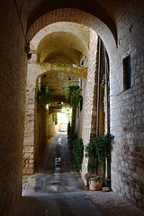 Italy, Medieval Labyrinth of Narrow Streets in Assisi