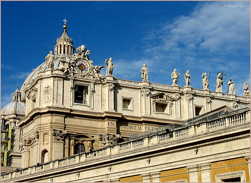 Detail with Belltower from the St. Peter's Basilica, Rome...