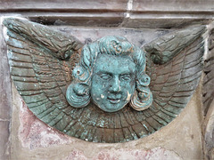 kedleston church derbs ; angel on c17 tomb of sir john curzon +1686, erected 1664 by richard hall