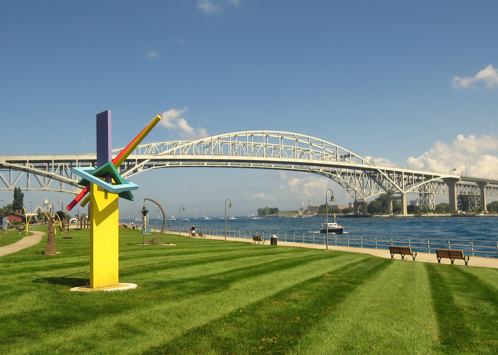 One of many metal sculptures at the bridge.
