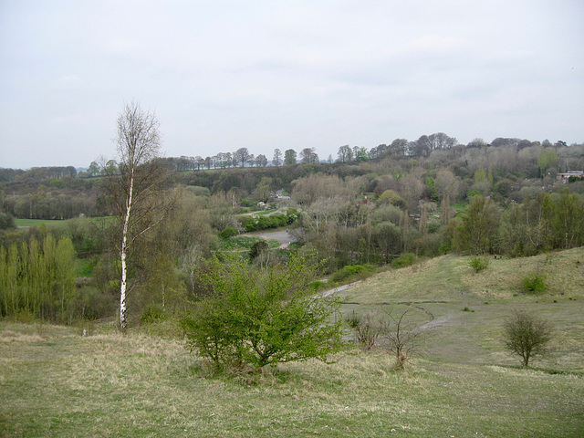 Looking to the car park from the summit of the old Pit Mound