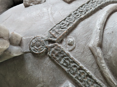 kedleston church derbs ; c15 tomb of  sir john curzon +1456; ss livery collar with red rose