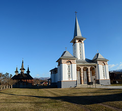 Romania, Maramureș, Biserica Noua in Ieud with  Wooden Bell Tower