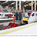 Greater Anglia Stadler 745 ‘Flirt’ intercity trains with an Alstom 720 ‘Aventra’ commuter train - Liverpool Street Station - 25 2 2023