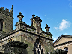 kedleston church derbs, c18 parapet with sundial