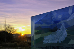 Puesta de sol y mural