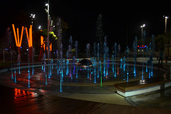 Netanya, Fountain at Ha-Atsma'ut Square at Night