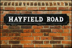 Hayfield Road street sign