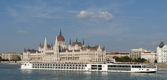 Budapest- Cruise Ship Passing the Hungarian Parliament Building