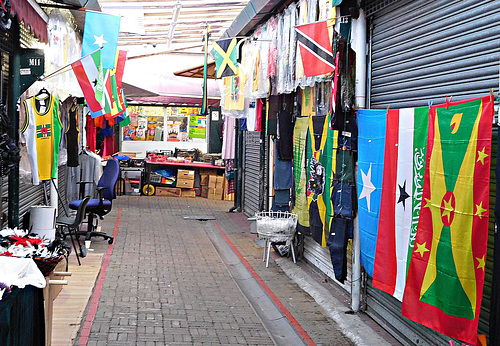 Festooned with flags