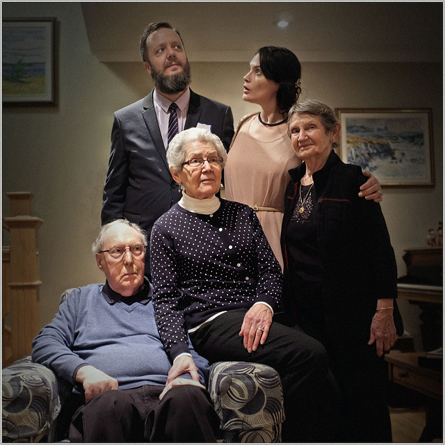 Bride with groom, two great-aunts, and a great-uncle