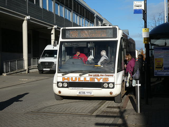 Mulleys Motorways AE06 YYU in Bury St. Edmunds - 25 Nov 2023 (P1170107)