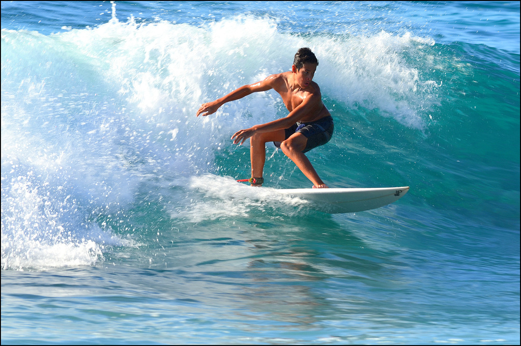 surfing at Sandy Beach