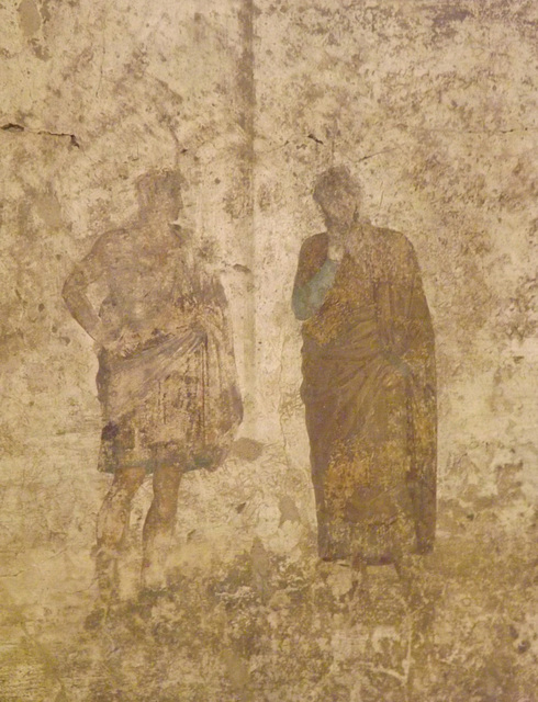 Detail of a Wall Painting with Phoenix and Polyxena in the Naples Archaeological Museum, July 2012