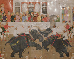 Detail of Shah Jahan Watching an Elephant Fight Manuscript Folio in the Metropolitan Museum of Art, September 2019
