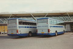 Cambridge Coach Services N311 VAV and M306 BAV at Stansted - 2 Jul 1996