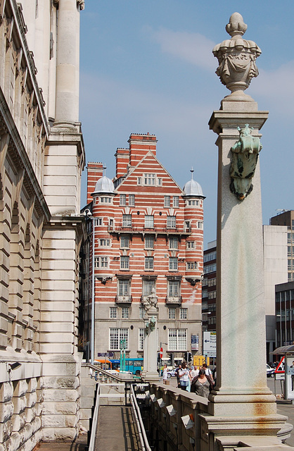 Former White Star Line HQ, James  Street, Liverpool from the Mersey Docks and Harbour Board Building