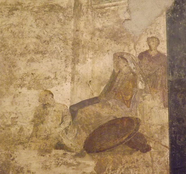 Detail of a Wall Painting with Phoenix and Polyxena in the Naples Archaeological Museum, July 2012