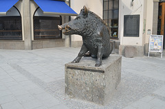 München, Wild Boar Statue at the Entrance to German Hunting and Fishing Museum