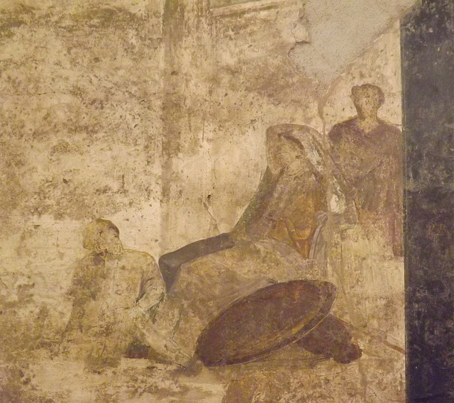 Detail of a Wall Painting with Phoenix and Polyxena in the Naples Archaeological Museum, July 2012