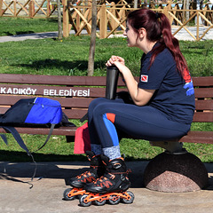 Sitting on a bench in Istanbul