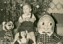 Christmas Kid with Tiger, Monkey, and Humpty Dumpty, 1956 (Cropped)