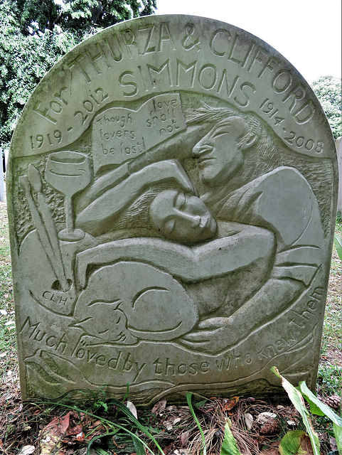 brompton cemetery, london     (44)tombstone of thurza +2012 and clifford simmons +2008; she was an artist and designer but the tombstone seems signed clh