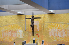The main altar of the Basilica with the weathered cross