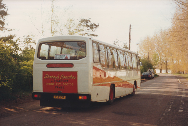 Storey’s Coaches PJF 13R in Beck Row – April 1991