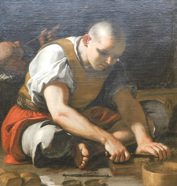 Detail of a Turkish Man Cutting a Block of Tobacco by Mattia Preti in the Metropolitan Museum of Art, January 2022