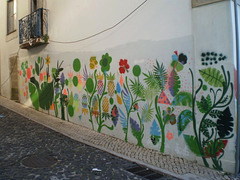 Sidewalk paint garden.