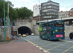 DSCF7940 Arriva Merseyside 4523 (MX13 AED) entering the Queensway Mersey Tunnel in Liverpool - 16 Jun 2017