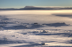 Ice mist at Hardangervidda mountain plateau.