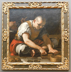 Turkish Man Cutting a Block of Tobacco by Mattia Preti in the Metropolitan Museum of Art, January 2022