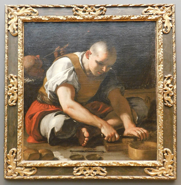 Turkish Man Cutting a Block of Tobacco by Mattia Preti in the Metropolitan Museum of Art, January 2022