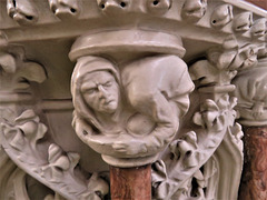 st mary r.c. church, derby, derbs; detail of chancel fittings by e.w.pugin c.1860s