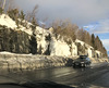frozen "waterfalls" beside the road