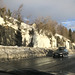 frozen "waterfalls" beside the road