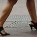 walking strappy heels