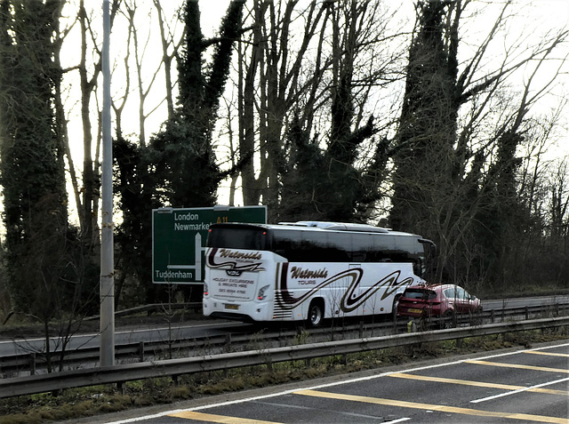 Hythe and Waterside Coaches HY17 THE on the A11 at Barton Mills - 11 Dec 2021 (P1100161)