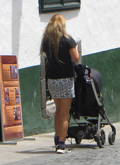 blonde stroller mom blonde stroller mom