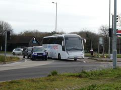 Ambassador Travel (National Express contractor) 201 (BX65 WAJ) at Fiveways, Barton Mills - 11 Dec 2021 (P1100164)