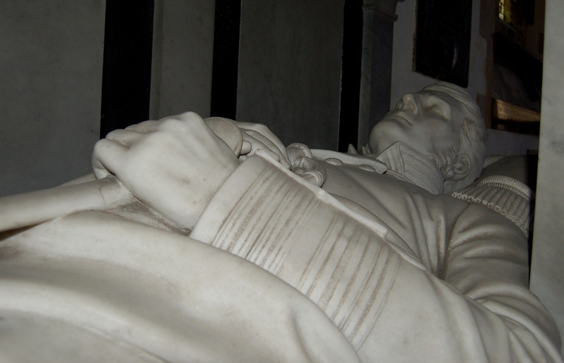 Detail of monument to Admiral Henry Meynell, Yoxall, Staffordshire