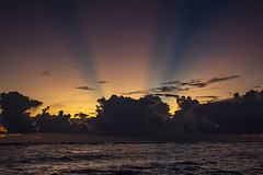 Blue crepuscular lights