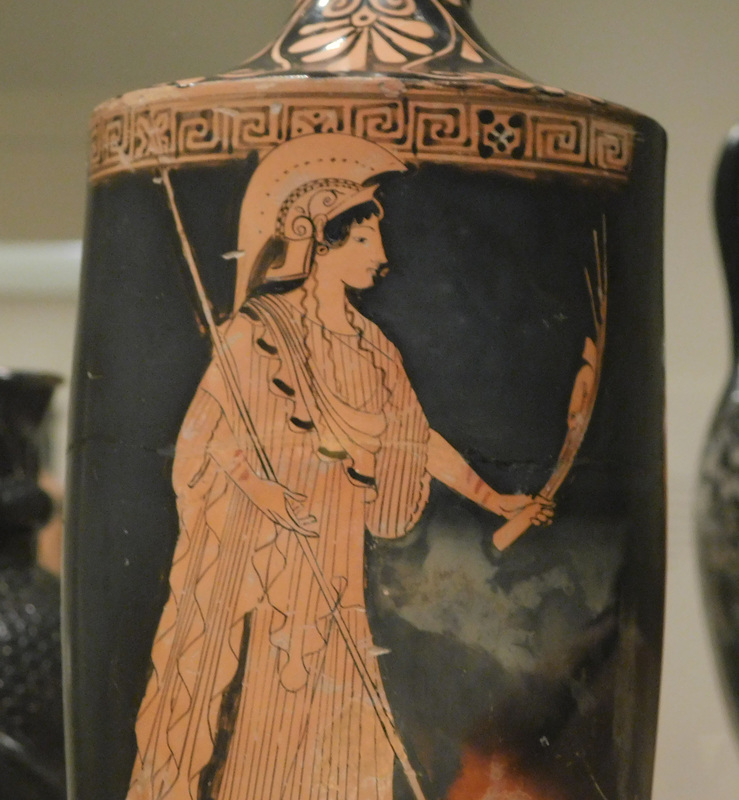 Detail of a Terracotta Lekythos Attributed to the Brygos Painter in the Metropolitan Museum of Art, September 2018