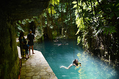 Mexico, Clear Water in the Cenotes of Hacienda Mucuyche